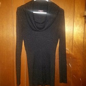 Wide neck sparkly turtleneck sweater